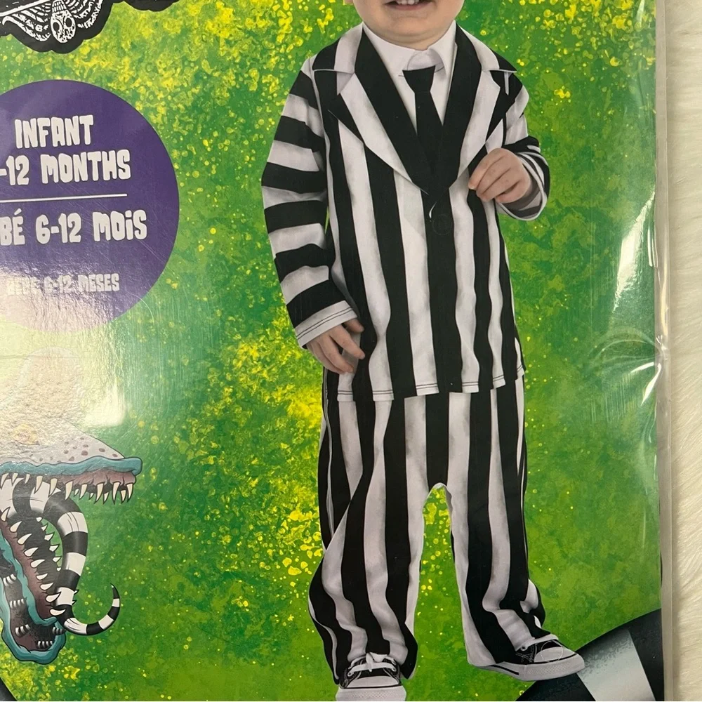 Beetlejuice Infant Costume NEW - Black and White 6-12 months